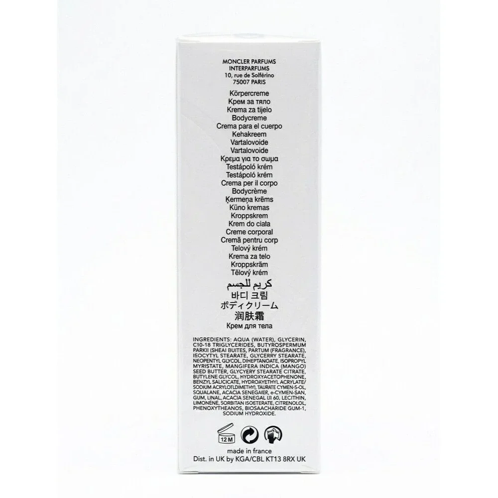 Authentic Moncler Pour Femme Body Cream Lotion 100ml 3.3oz New Sealed Gift Paris